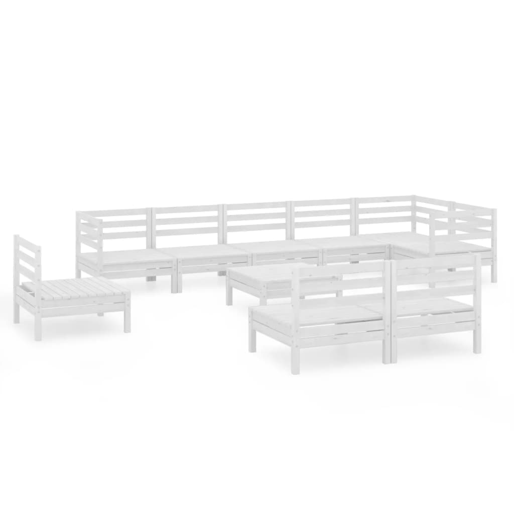 10-tlg. Garten-Lounge-Set Massivholz Kiefer Weiss